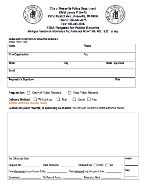 City of Roseville Police Department  Form