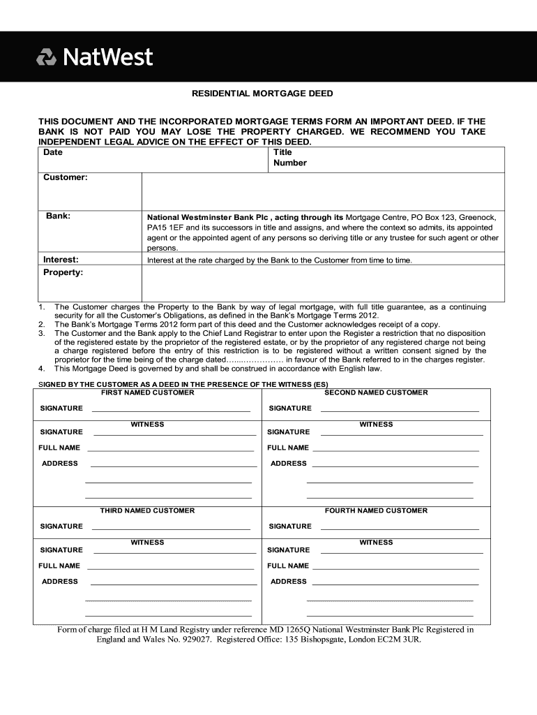Mortgage Deed  Form