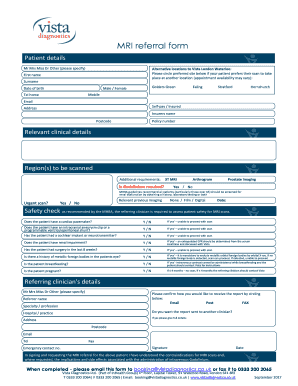 Mri Referral Form Template