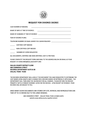 REQUEST for DIVORCE DECREE Seal DOC  Form