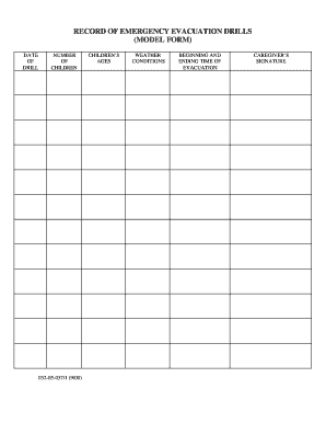 Record of Emergency Evacuation Drills  Form