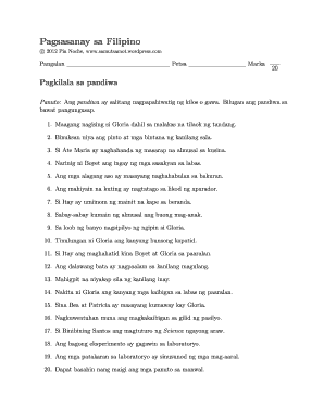 Pandiwa Worksheets  Form