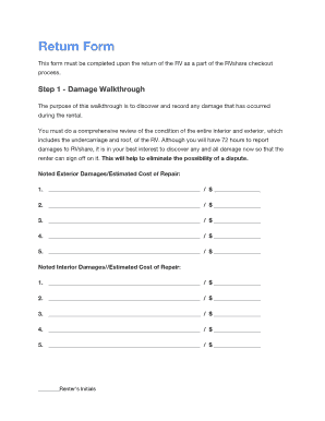 Rvshare Return Form