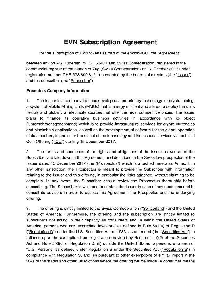 EVN Subscription Agreement  Form