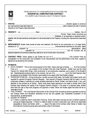 For Use with Custom Construction Jobs on the Owner&#039;s Property  Form