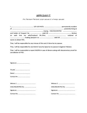 Pakistan Affidavit  Form