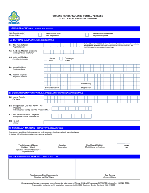 Borang Pendaftaran ID Portal Perkeso  Form