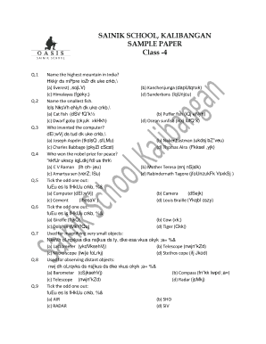 Sainik School Kali Banga  Form