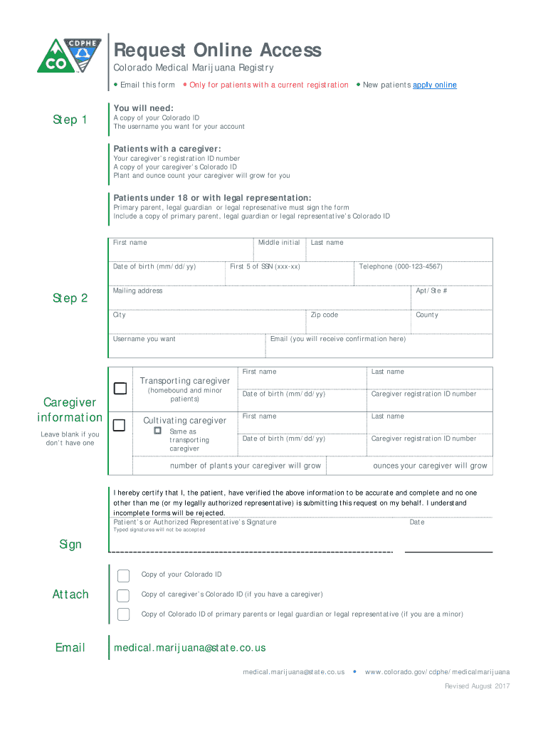 Cdphe Request Online Access  Form