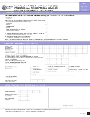 A JENIS PENDAFTARAN MAJIKAN TYPE of EMPLOYER REGISTRATION  Form