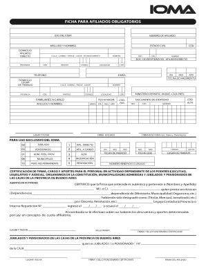 Ficha Para Afiliados Obligatorios Ioma Ejemplo  Form