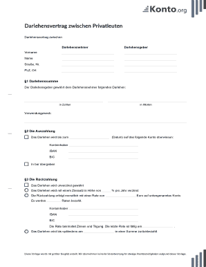 Darlehensvertrag PDF  Form