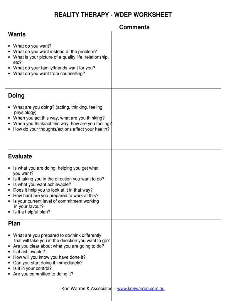 Reality Testing Worksheets PDF  Form