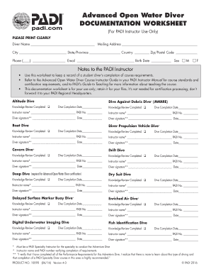 Advanced Open Water Diver  Form