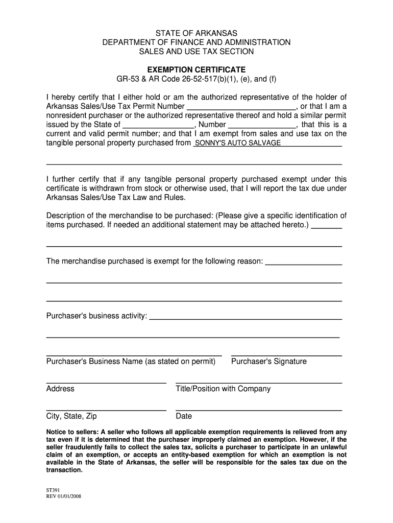 Arkansas Gr 53 and Ar Code 26 52 517  Form