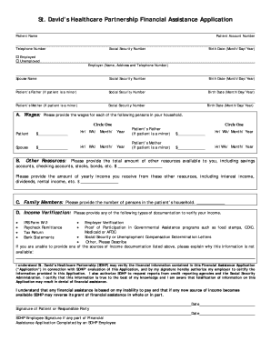 St David&#039;s Financial Assistance  Form