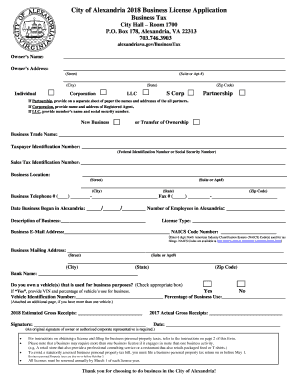  City of Alexandria Business License Application 2018