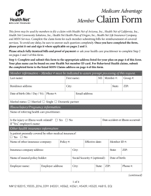 Get and Sign This Form May Be Used by Members to File a Claim with HealthNet of Arizona, Inc 2015-2022