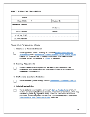 Safety in Practice Agreement  Form