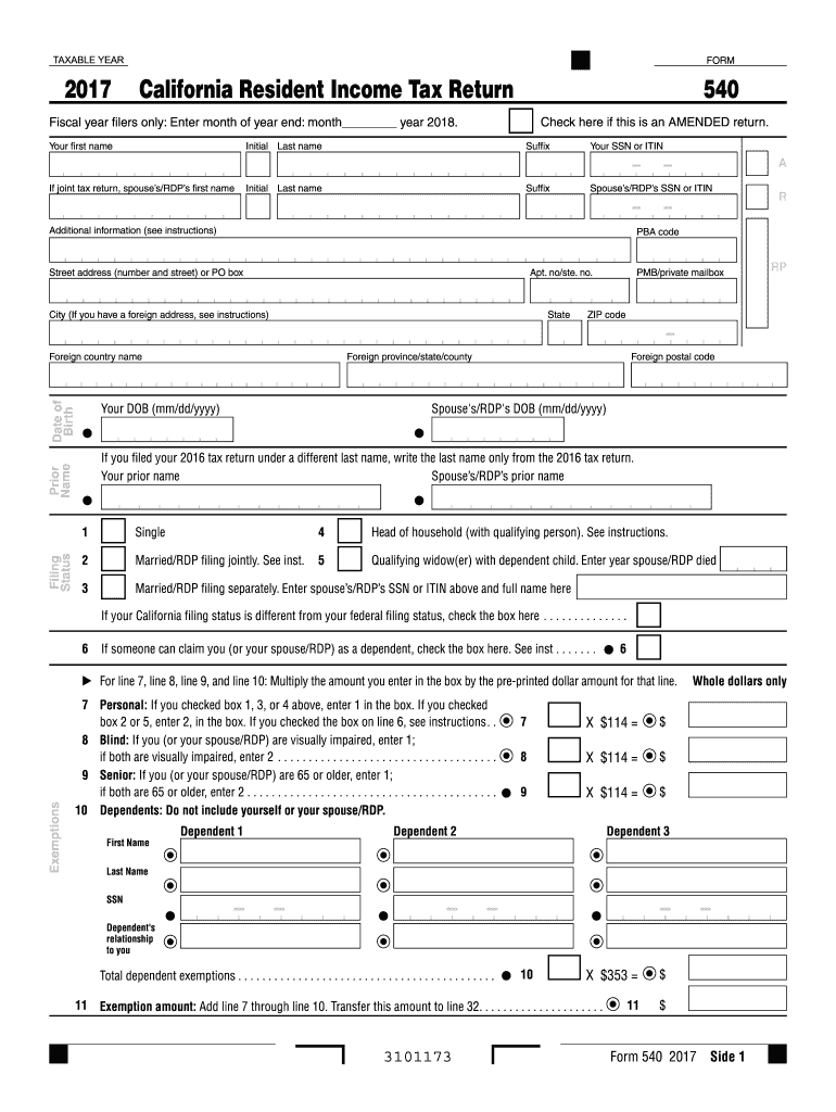 Ca 540 Tax Form Fill Out and Sign Printable PDF Template airSlate
