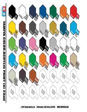 Tamiya Colour Chart  Form