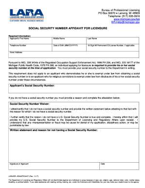  Social Security Affidavit Form Sample 2017-2024