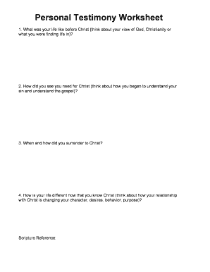 How to Write Your Testimony Worksheet  Form