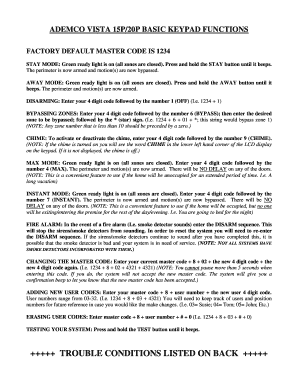 Vista 20p Programming Cheat Sheet  Form