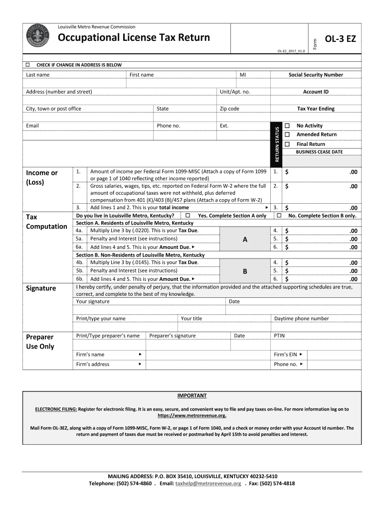 Louisville Metro Ol 3 Form 2017