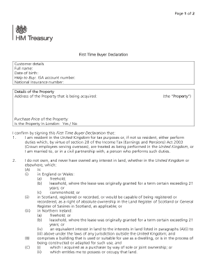 First Time Buyer Declaration Form