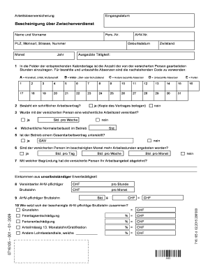 Zwischenverdienst Formular