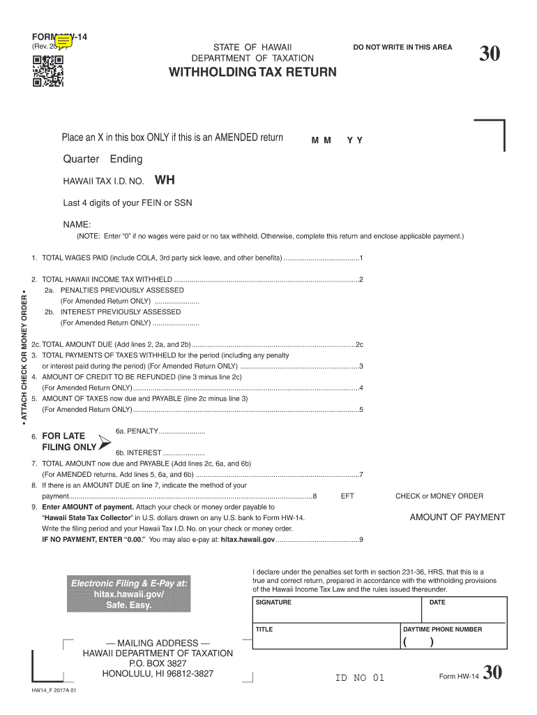  Hawaii Form Hw 14 2017