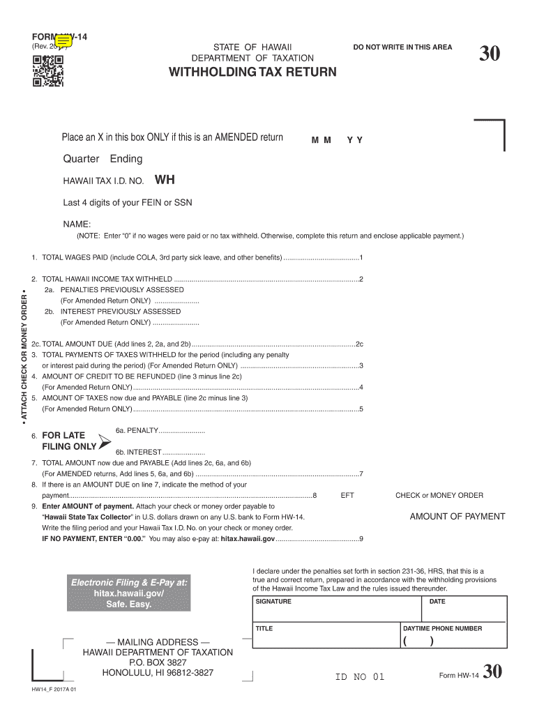 Hawaii Form Hw 14 Fill Out And Sign Printable PDF Template SignNow