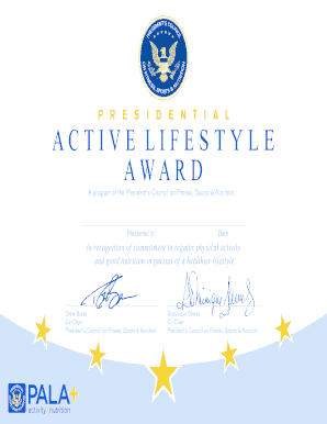 Presidential Active Lifestyle Award  Form