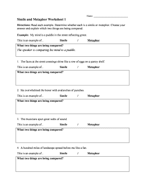 Metaphor Worksheet 1  Form