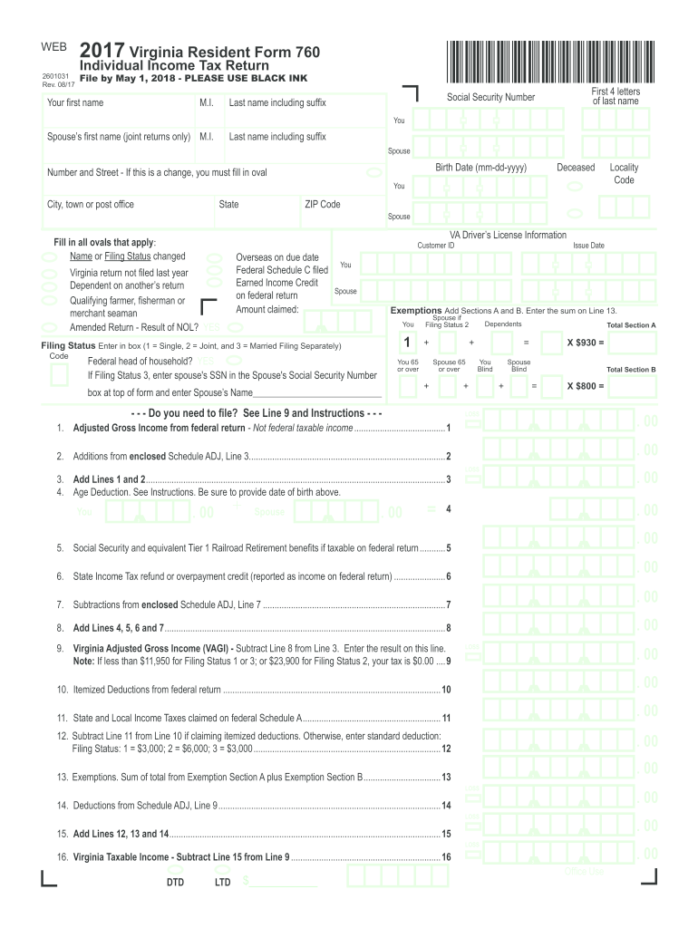  Virginia Resident Form 760 2017