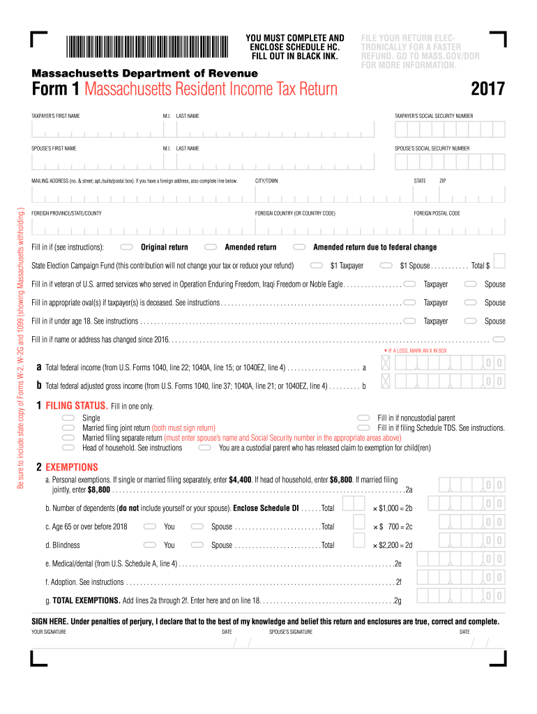  Mass Dor Fillable Formpdffillercom 2017