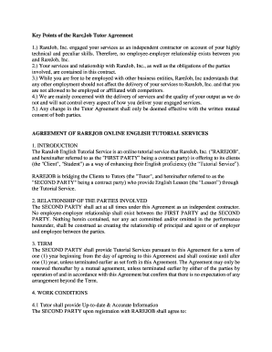 Key Points of the RareJob Tutor Agreement  Form