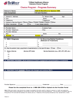 Choice Program Progress Summary  Form