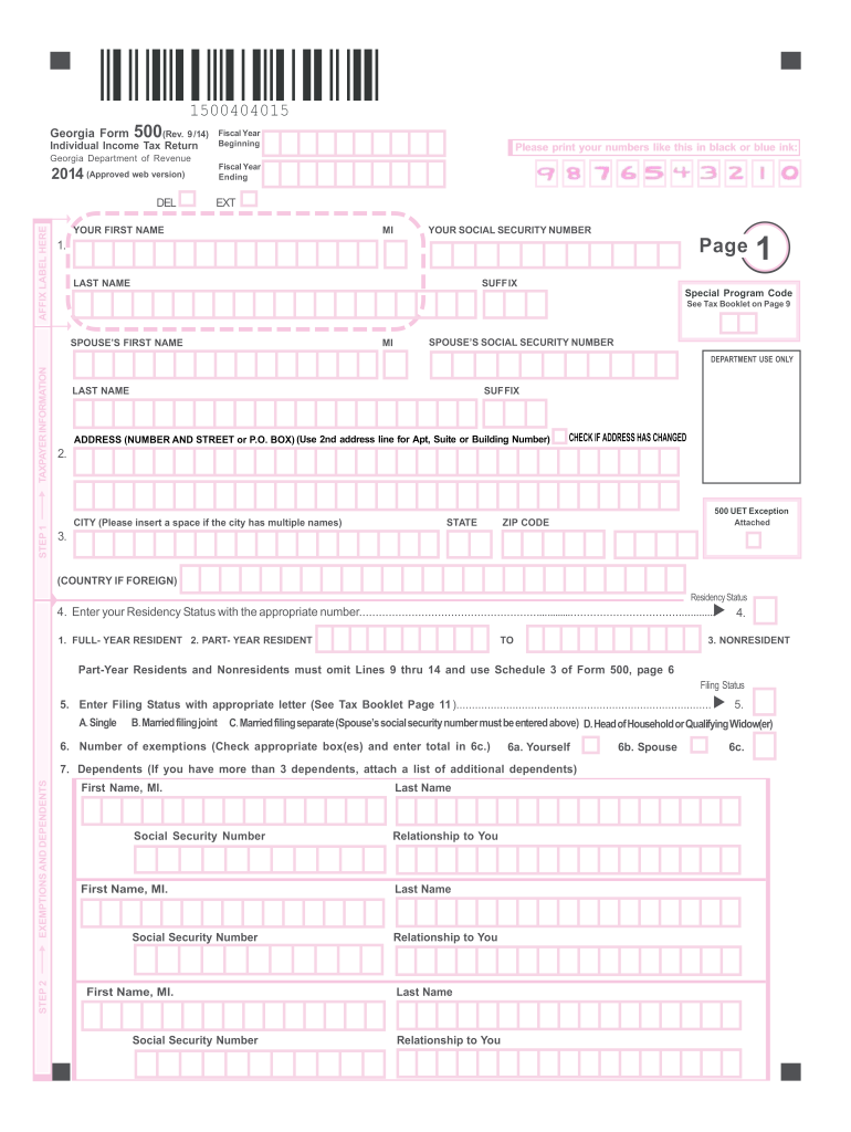 Ga 500 Tax Return