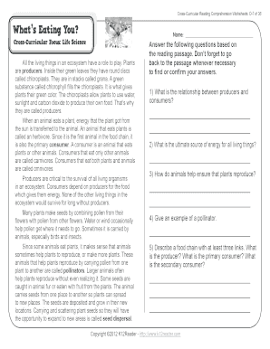 Cross Curricular Reading Comprehension Worksheets D 7 of 36  Form