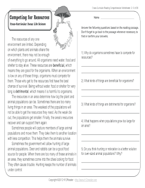 Cross Curricular Reading Comprehension Worksheets E 36 of 36 Answer Key  Form