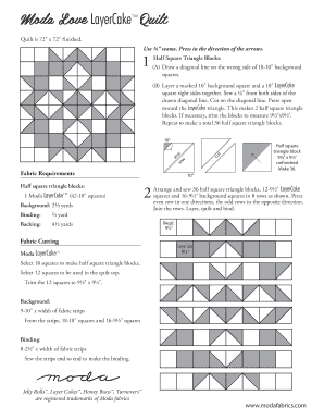 Moda Love Quilt Pattern  Form