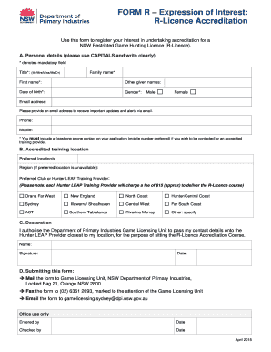Form R Expression of Interest R Licence Accreditation NSW Dpi Nsw Gov