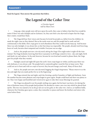 The Legend of the Cedar Tree Answer Key  Form