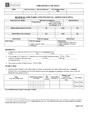 Parkland Financial Assistance Renewal  Form