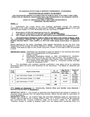 Tspsc Notification No 67 Results  Form