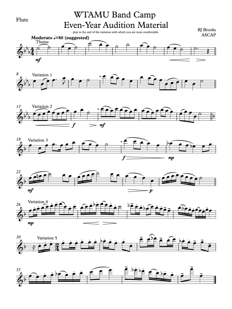 Wtamu Band Camp Even Year Audition Material Form