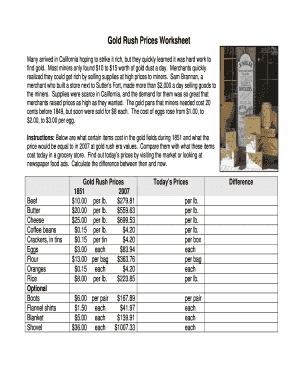 Gold Rush Prices  Form