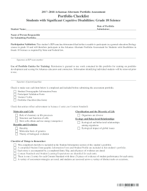 20172018 Arkansas Alternate Portfolio Assessment  Form